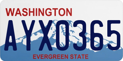 WA license plate AYX0365