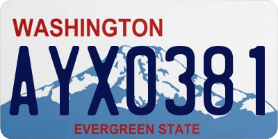 WA license plate AYX0381