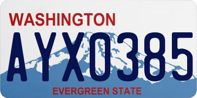 WA license plate AYX0385