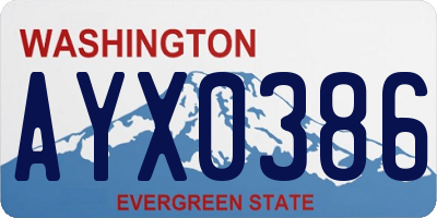 WA license plate AYX0386