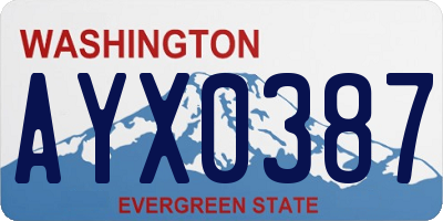 WA license plate AYX0387