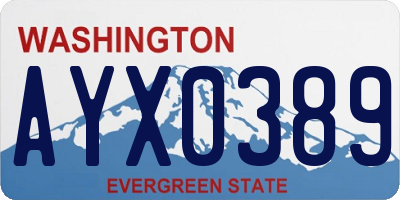 WA license plate AYX0389