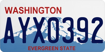 WA license plate AYX0392