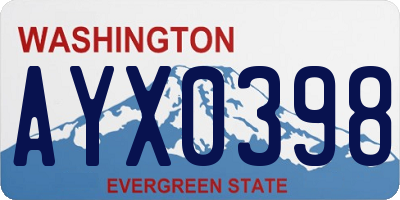 WA license plate AYX0398