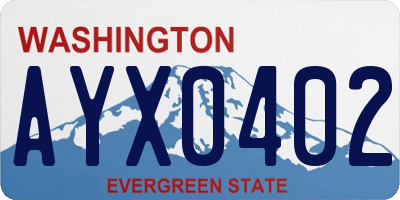 WA license plate AYX0402