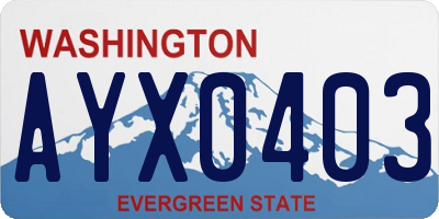WA license plate AYX0403