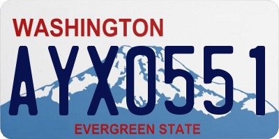 WA license plate AYX0551