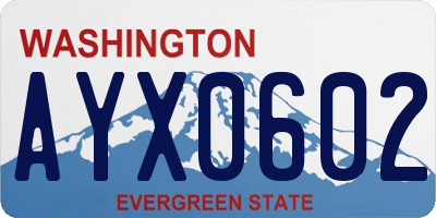 WA license plate AYX0602