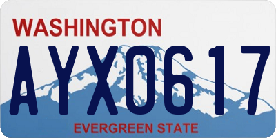 WA license plate AYX0617