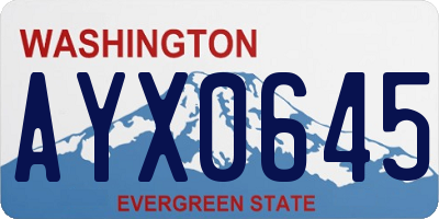 WA license plate AYX0645