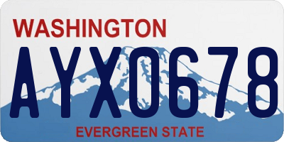 WA license plate AYX0678
