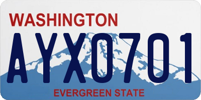 WA license plate AYX0701
