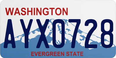 WA license plate AYX0728