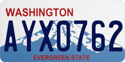 WA license plate AYX0762