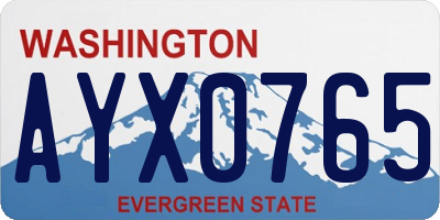 WA license plate AYX0765