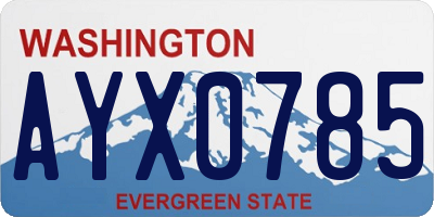 WA license plate AYX0785