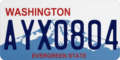 WA license plate AYX0804
