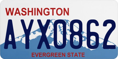 WA license plate AYX0862