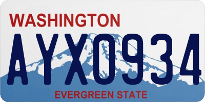WA license plate AYX0934