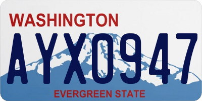 WA license plate AYX0947