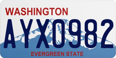 WA license plate AYX0982