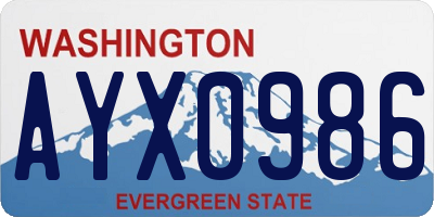 WA license plate AYX0986