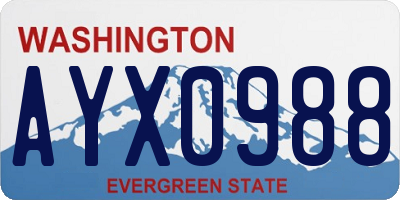 WA license plate AYX0988
