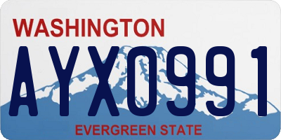 WA license plate AYX0991