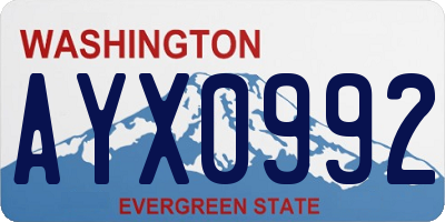 WA license plate AYX0992