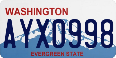 WA license plate AYX0998