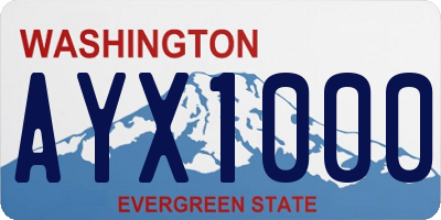 WA license plate AYX1000