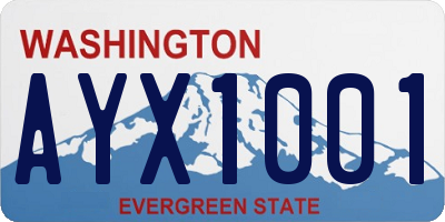 WA license plate AYX1001