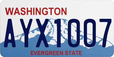 WA license plate AYX1007