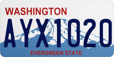 WA license plate AYX1020