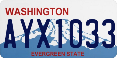 WA license plate AYX1033