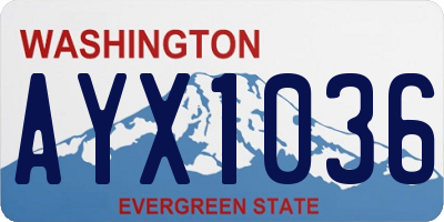 WA license plate AYX1036