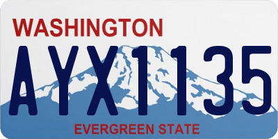 WA license plate AYX1135