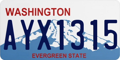 WA license plate AYX1315