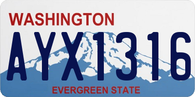 WA license plate AYX1316