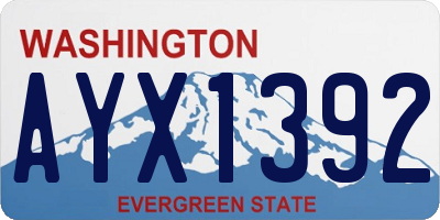 WA license plate AYX1392