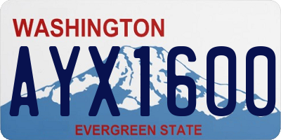 WA license plate AYX1600