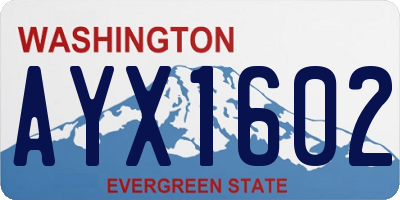 WA license plate AYX1602