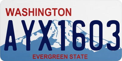 WA license plate AYX1603