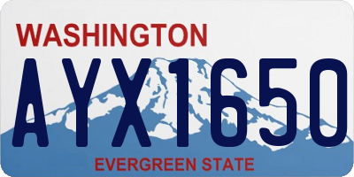 WA license plate AYX1650