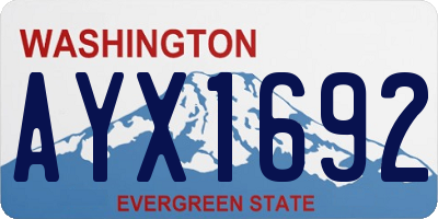 WA license plate AYX1692