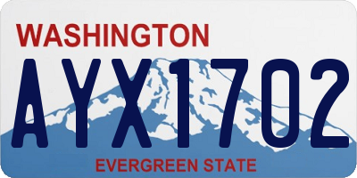 WA license plate AYX1702