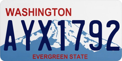 WA license plate AYX1792