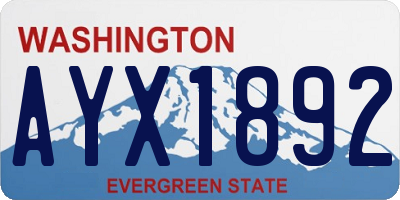 WA license plate AYX1892