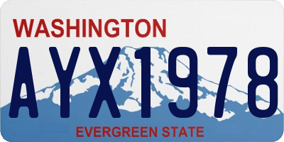 WA license plate AYX1978