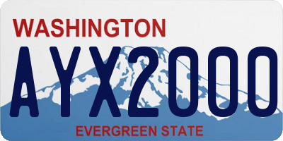 WA license plate AYX2000